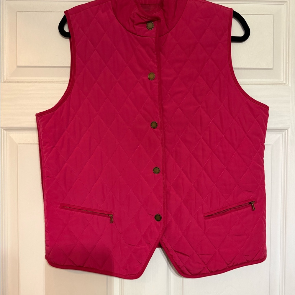 Talbots Women’s Quilted Sleeveless Puff Vest - Pink